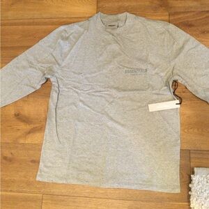 Fear Of God Essentials Long Sleeve Tee Dark Heather Oatmeal Size Medium